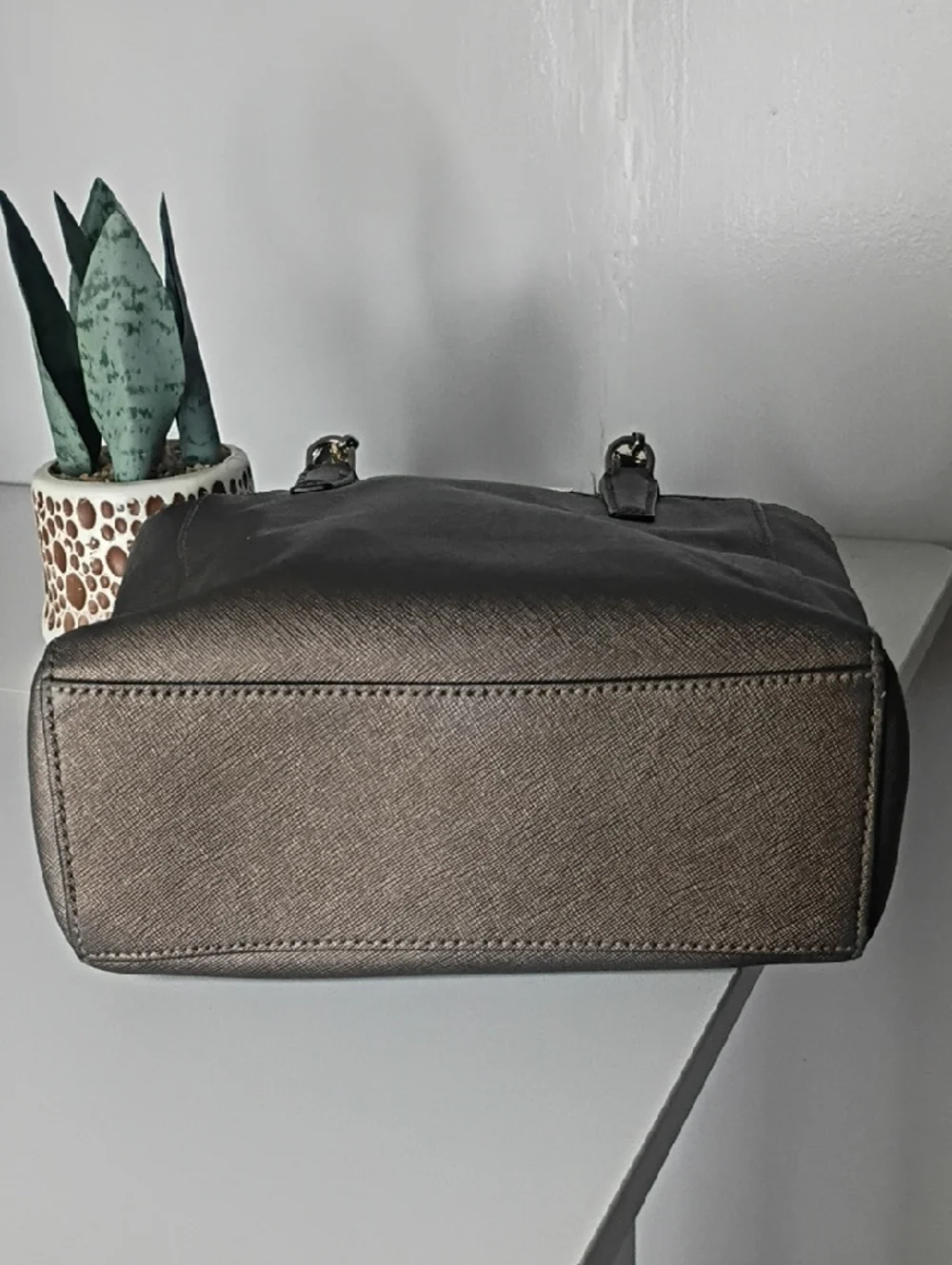 Coach Madison Saffiano Mini North South Tote Bronze Purse Bag